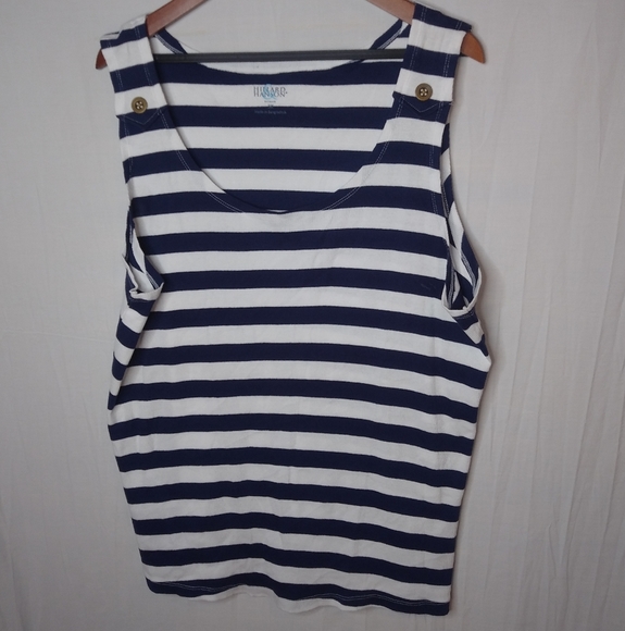 Hillard & Hanson 3X Striped Navy White Tank Top Plus - Picture 4 of 6